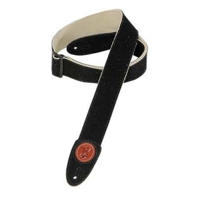 Image of Levy&#039;s MSS7 BLK 2 inch Suede Guitar Straps with Tri Glide Adjustment and Signature Logo Black
