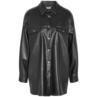 Image of Noisy May Nmflanny Oversize PU Shirt Buttondown blouse, Women&#039;s, Size: 16, Black