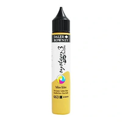 Image of Daler Rowney System3 Acrylic Paint, Plastic Bottle, Fluid, 1oz 29.5 ml, Yellow Ochre