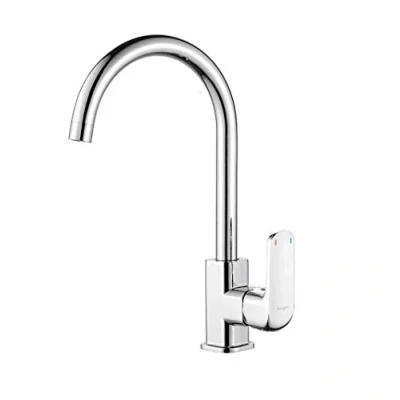 Image of Ibergrif M14020 Roll Kitchen Tap with Comfort Spout, Mono Basin Mixer, Chrome, Silver