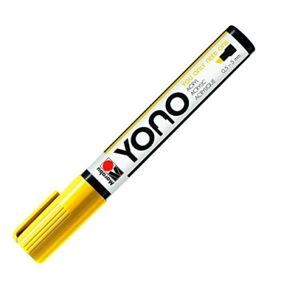 Image of Marabu Yono Marker Pen, Chisel Tip, (0.5 5mm), Yellow, (019), Single Works On Any Surface, Metal, Glass, Wood, Fabric, Stone, Plastic, Cardboard