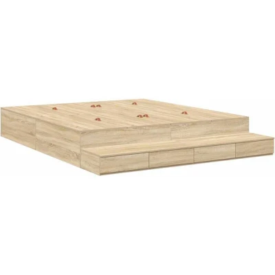 Image of vidaXL Storage Bed Frame Sonoma Oak 180x200 cm