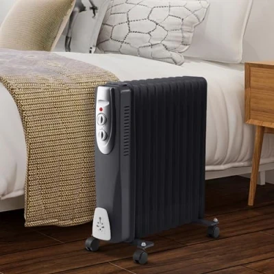 Image of Oil Filled Radiator, 3 Heat Settings and Thermostat Timer, Overheat Safety Cut off, Portable Heater with Quiet Operation (1 x Black 11 Fin)