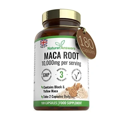 Image of 180 Maca Root Capsules (3 Months Supply) Vegan 10,000mg High Strength Peruvian Black &amp; Yellow Made in The UK