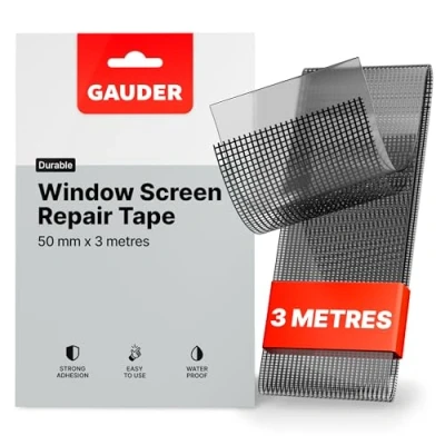 Image of GAUDER Window Screen Repair Tape (50 mm x 3 m) Fibreglass Kit Net Mesh