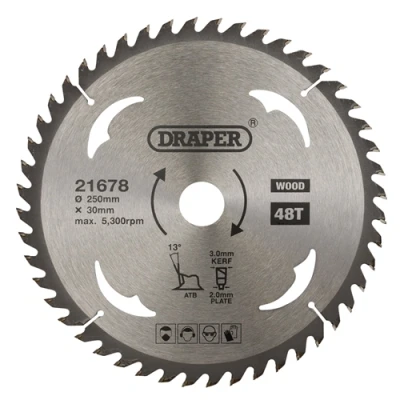 Image of Draper TCT Circular Saw Blade for Wood, 250 x 30mm, 48T
