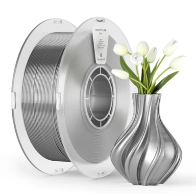 Image of kexcelled Silk PLA Filament 1.75 mm +/ 0.03 mm, 3D Printer Filament, Shiny Glossy Surface, 1 kg Spool (2.2 lbs), for FDM Printer, Vacuum Packaging, Silver