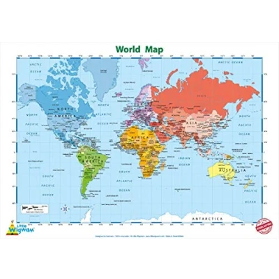 Image of Little Wigwam World Map &quot;No Tear Guarantee&quot; Educational Poster (60 x 42cm)
