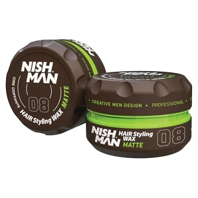 Image of NISHMAN Hair Styling Gel, Wax for Men, SHINE LOOK 150 ml Edge Control Ultra High Strong Hold Clay Aqua Stick Men&#039;s Gel (08 Matte)