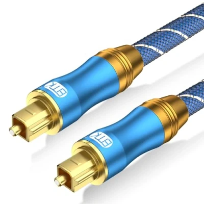 Image of EMK Optical Audio Cable, Cable Digital Toslink S/PDIF Toslink[OPTICAL] Connectors Compatible With Playstation, Sound Bar(1.8M,24K Gold Plated Optical, Blue)