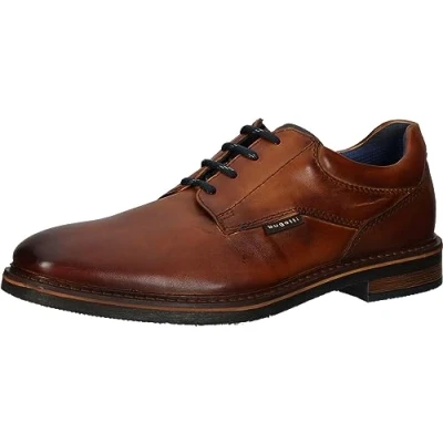 Image of bugatti Men&#039;s Business Leather Shoes with Durable Impregnation and Extra Wide fit, Cognac3, 8 UK