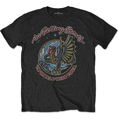 Image of The Rolling Stones Men&#039;s Dragon &#039;78 (Back Print) T Shirt, Black (Black Black), X (Size:X Large)