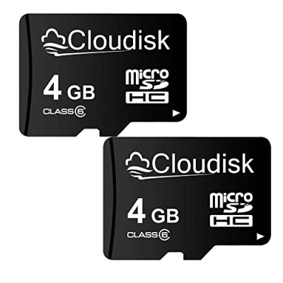 Image of Cloudisk Pack of 2 Micro SD Card 4GB Flash Memory C6 SDHC with Adapter