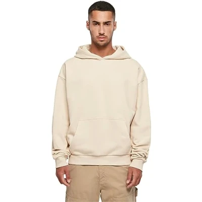Image of Build Your Brand Men&#039;s Ultra Heavy Cotton Box Hoody Hooded Sweatshirt, Sand, S