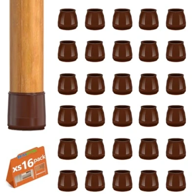 Image of 16Pcs Chair Floor Leg Protectors, BAIPOK Silicon Caps for Hardwood Floors, Furniture Feet Protectors Pads, Rectangle Chairs Covers With Stronger Felt Pads