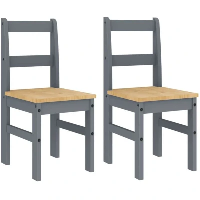 Image of vidaXL Dining Chairs 2 pcs Panama Grey 40x46x90 cm Solid Wood Pine