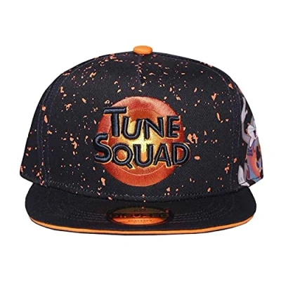 Image of Difuzed Warner Bros. Space Jam: A New Legacy Tune Squad Logo All Over Print Snapback Black/Orange, 58cm Approx