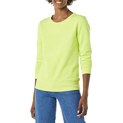 Image of Amazon Essentials Women&#039;s French Terry Fleece Crewneck Sweatshirt (Available in Plus Size), Neon Lime Green, S
