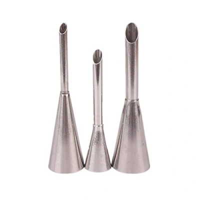 Image of Cream Icing Piping Nozzle, 3pcs Stainless Steel Puff Nozzle Tip Pastry Cake Baking Sugar Craft Decorating Tools