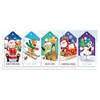 Image of 40 Christmas Luggage Gift Tags Cute Design Tie On Present Labels with String