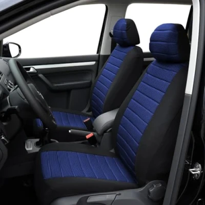 Image of TOYOUN Front Pair Car Seat Covers Universal Fit Jacquard Cloth Auto Set for Most Sedans, Vans, SUVs, Trucks, Protector Airbag compatible, Blue