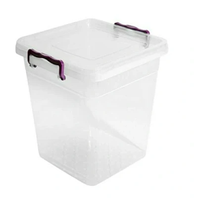 Image of Plastic Storage Box Boxes Lid Handles Food Container Home Kitchen Office UK (15L Deep)