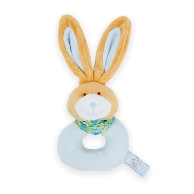 Image of Mousehouse Gifts Delightful animal plush baby rattle ring baby/toddler/boy/girl (Blue Bunny)