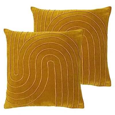 Image of furn. Mangata Feather Filled Cushions Twin Pack,Ochre,45 x 45cm