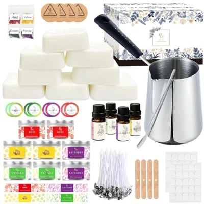 Image of ETUOLIFE Candle Making Kits for Adults Beginners,Soy Wax Making,Candle Supplies Accessory,Make Your Own Candles,Melting Pot,Fragrance Oils,Candle Tins,Wicks,Dye
