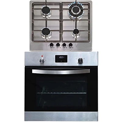 Image of SIA SO114SS 60cm Stainless Steel Digital Electric Single True Fan Oven And SSG601SS 4 Burner Gas Hob With LPG Kit &amp; FFD