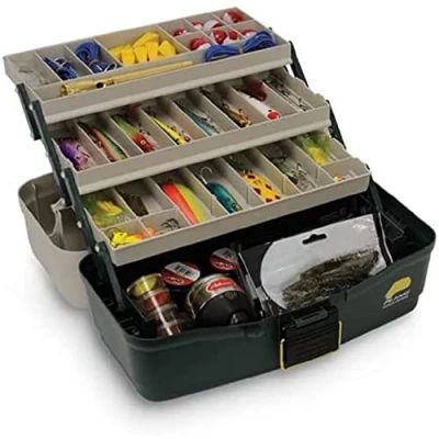 Image of PLANO Eco Friendly Three Tray Tackle Box,Fishing Organizer, Portable Storage Tool box, Small parts, Removable Trays, Fishing, Beading, School or Office Supplies Crafting Materials