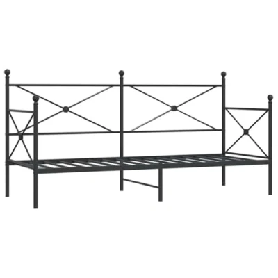 Image of vidaXL Black Steel Day Bed/Sofa Bed Sleeper 90x200 cm Modern Daybed with Storage Mattress Excluded