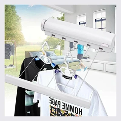 Image of 18Meter 5 Lines Washing Line, Wall Mounted, Retractable, Laundry Drying Heavy Duty Extendable Reel, Adjustable Clothes Airer, Garden Rope, Outdoor or Indoor