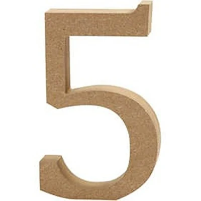 Image of 13cm Large Wooden MDF Number Shape to Decorate 5 Wood Shapes for Crafts