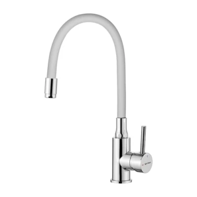 Image of GRIFEMA GRIFERÍA DE COCINA G4002 3 White Kitchen Sink Mixer Tap with Flexible Universal Swivel Spout Spout, Chrome