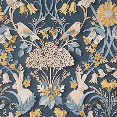 Image of Fine Decor FD42950 UK Woodland Navy, Blue