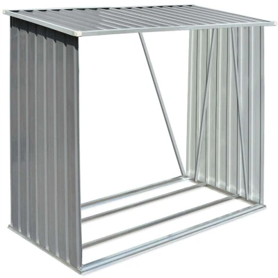 Image of vidaXL Garden Log Storage Shed Galvanised Steel 163x83x154 cm Grey