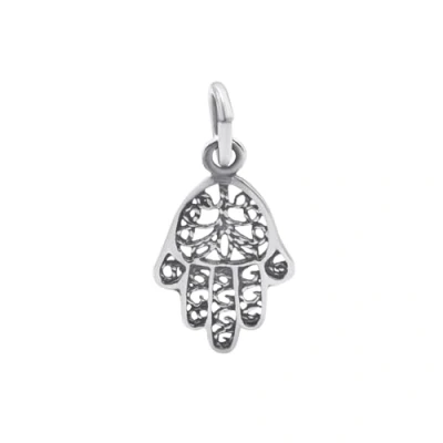 Image of Silverly 925 Silver Small Hamsa Hand Pendant for Necklace Filigree Fatima Charms Charm Bracelet or Earrings Spiritual Symbolic Birthday Gifts Women