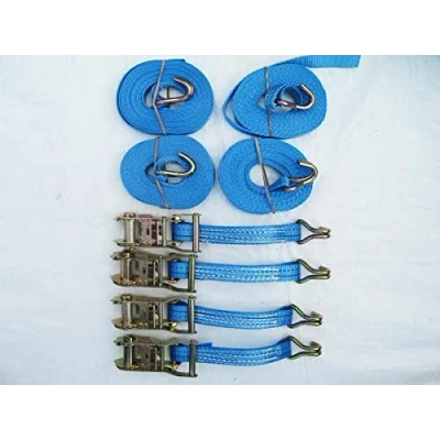 Image of Ratchet Straps 35MM 6M 2T X4 (Tie Down Cargo Heavy Duty Truck Lorry Lashing Claw Hook)