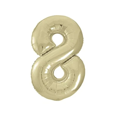 Image of Gold Number 8 Shaped Large Foil Balloon (86cm) 1 Piece Perfect for Birthday Parties and Special Events