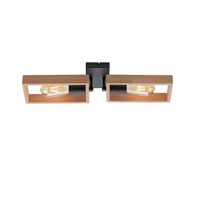 Image of JUST LIGHT. Frame wooden ceiling light, 2 bulb