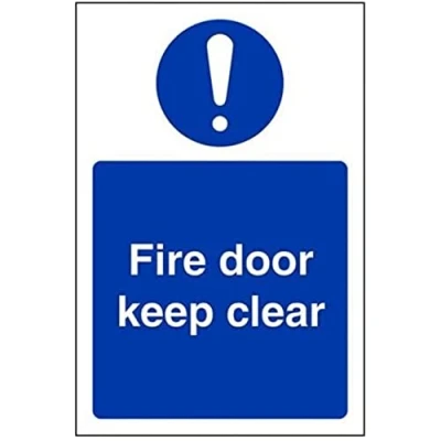 Image of V Safety Fire Door Keep Clear Sign Portrait 100mm x 150mm Self Adhesive Vinyl