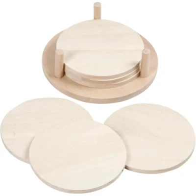 Image of Slices, D: 9,5 cm, thickness 5 mm, empress wood, 6pcs