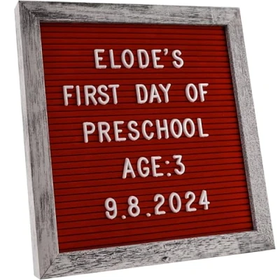Image of Changeable Felt Letter Board 25x25cm with Rustic Frame, Red for Personalised Messages