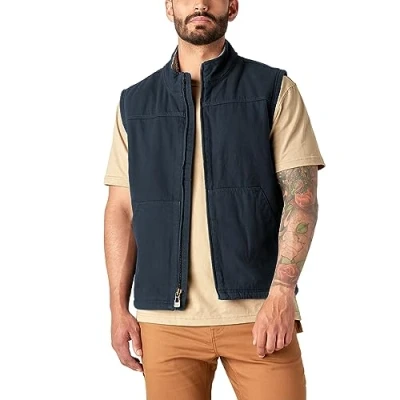 Image of Dickies Men&#039;s Duck Canvas High Pile Fleece Lined Vest, Rinsed Dark Navy, S