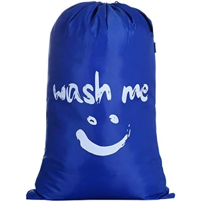 Image of IHOMAGIC Large Laundry Bag, Foldable Lightweight Storage Portable Capacity 120L for Dirty Clothes Blanket Travel Bedroom, Hotel, Dorm, Dark Blue