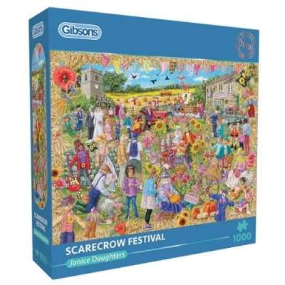 Image of Scarecrow Festival 1000 Piece Jigsaw Puzzle Countryside Sustainable for Adults Premium 100% Recycled Board Great Gift Gibsons Games