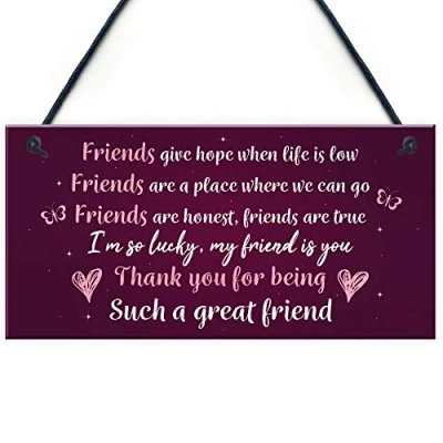 Image of RED OCEAN Thank You Gift For Best Friend Hanging Friendship Sign Birthday Keepsake
