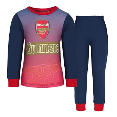 Image of Merchimpo Official Football Club Kids Pyjamas, Arsenal FC, Boys and Girls Long Sleeve PJs, Sizes 2 12 Years (11 Years) Red