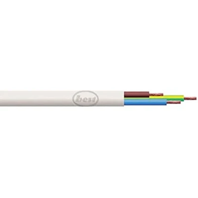 Image of Merriway BH05696 3 Core Round Flex Cable, 2183Y 2.5mm White, 5 Metres (16.5 feet)